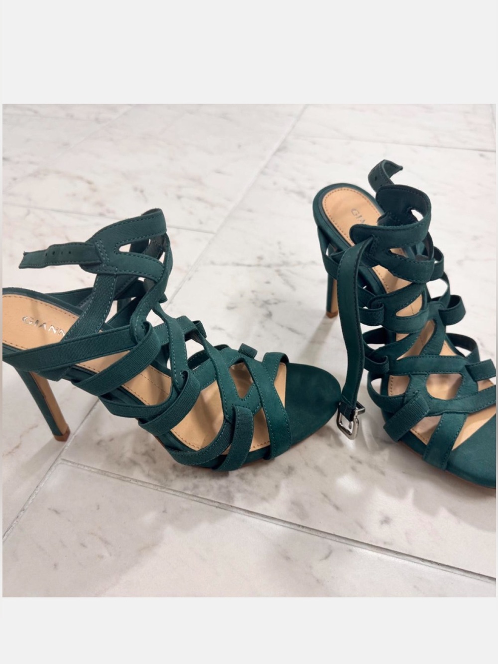 Gianni Bini Teal Green Strappy High Heel Sandals 7.5